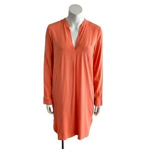 Splendid Dress XS Orange Voile Split Neckline in Melon Beachy